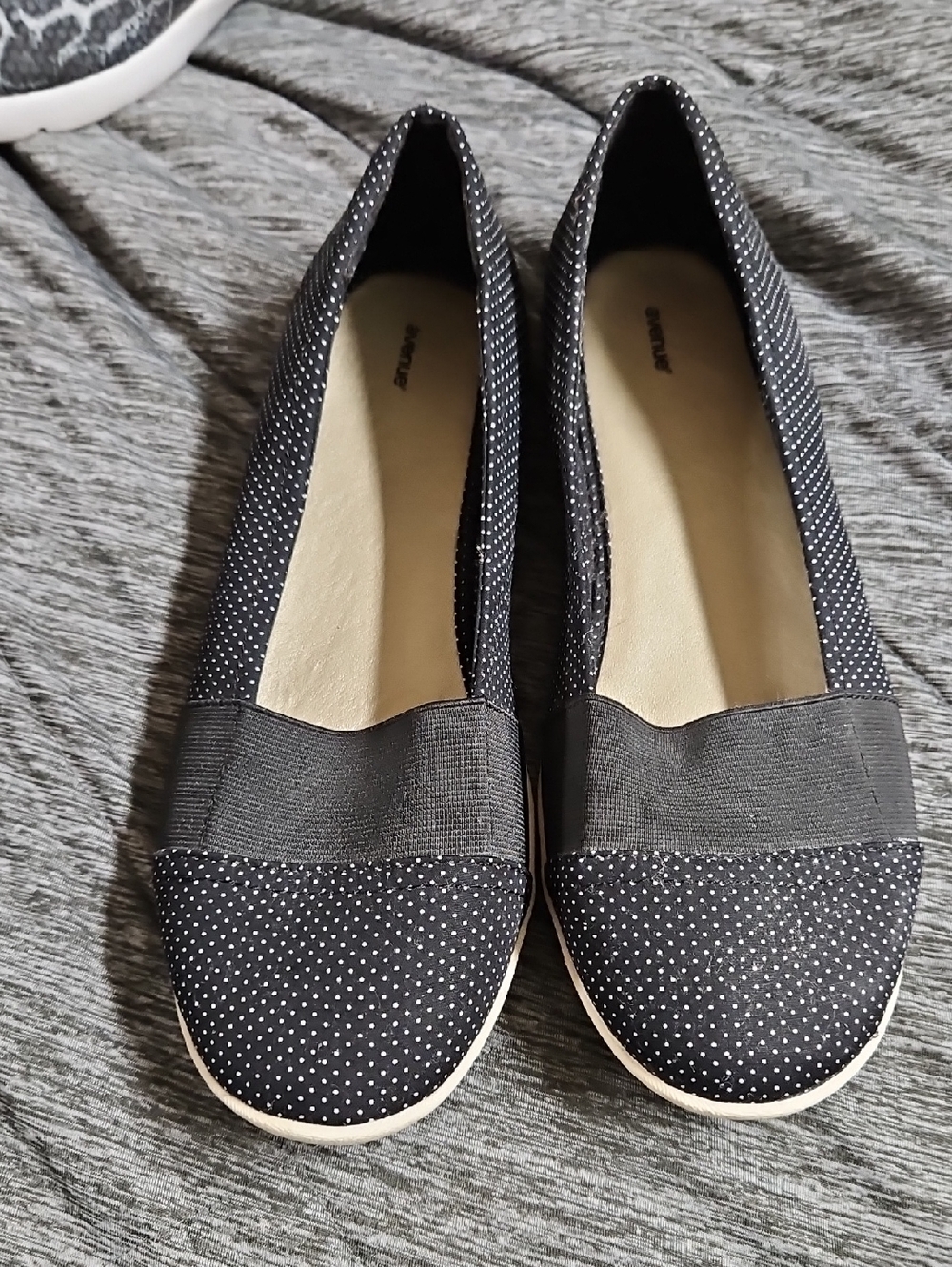 Avenue Black Polka Dot Slip-On Flats